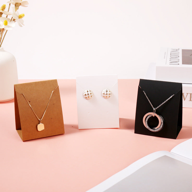 Exhibidor vertical de pendientes y collares de cartón, para bricolaje, accesorios de embalaje, tarjetas de papel Kraft (100 unidades)