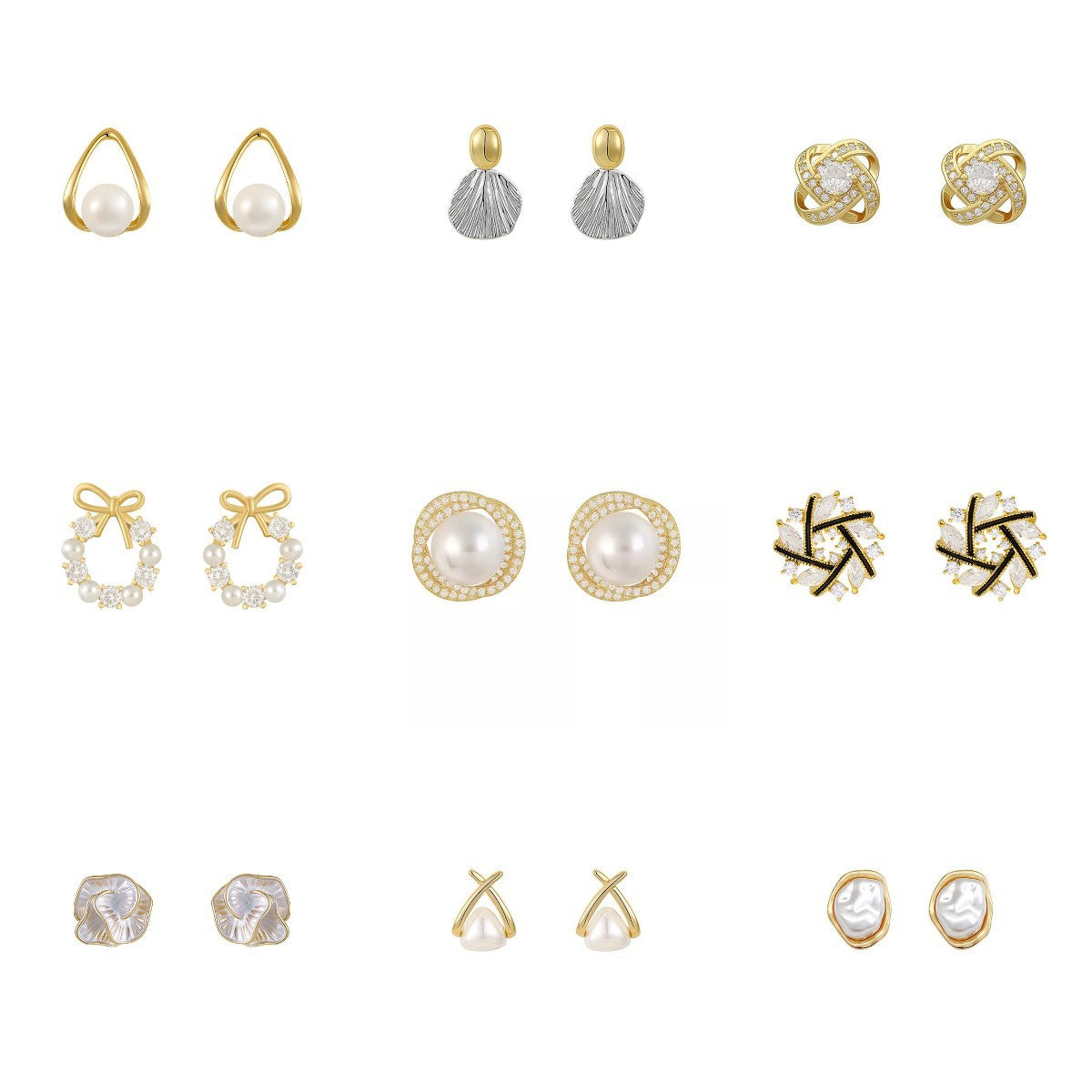 1 par de pendientes de gota de perlas y diamantes de imitación de aleación con incrustaciones de mariposa y forma de corazón geométrico estilo IG