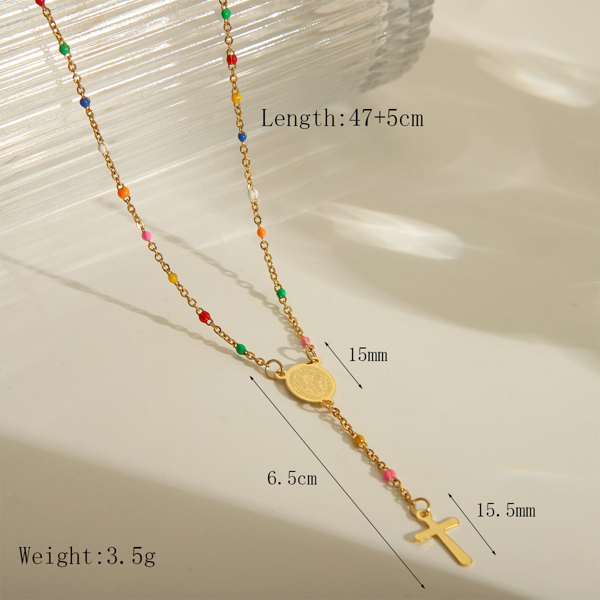 Joyería al por mayor: elegante collar de acero inoxidable 203L con esmalte chapado en oro de 18 quilates y retrato étnico.