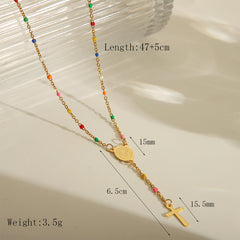 Joyería al por mayor: elegante collar de acero inoxidable 203L con esmalte chapado en oro de 18 quilates y retrato étnico.