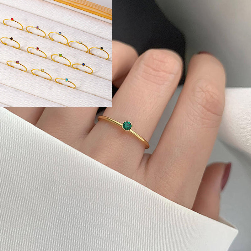 Anillos abiertos con incrustaciones de circonita de acero inoxidable 304, estilo simple e informal, venta al por mayor