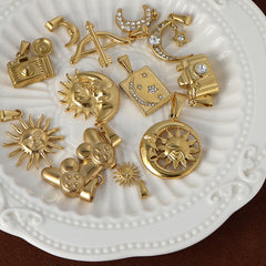1 pieza 14,1 x 11,2 mm 18,8 x 13 mm 304 acero inoxidable 316 acero inoxidable chapado en oro de 24 quilates colgante de sol y luna 