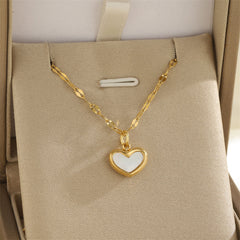 Wholesale Jewelry Simple Style Classic Style Sun Heart Shape Bow Knot 201 Stainless Steel 304 Stainless Steel Rhinestones Shell Zircon 18K Gold Plated Inlay Pendant Necklace