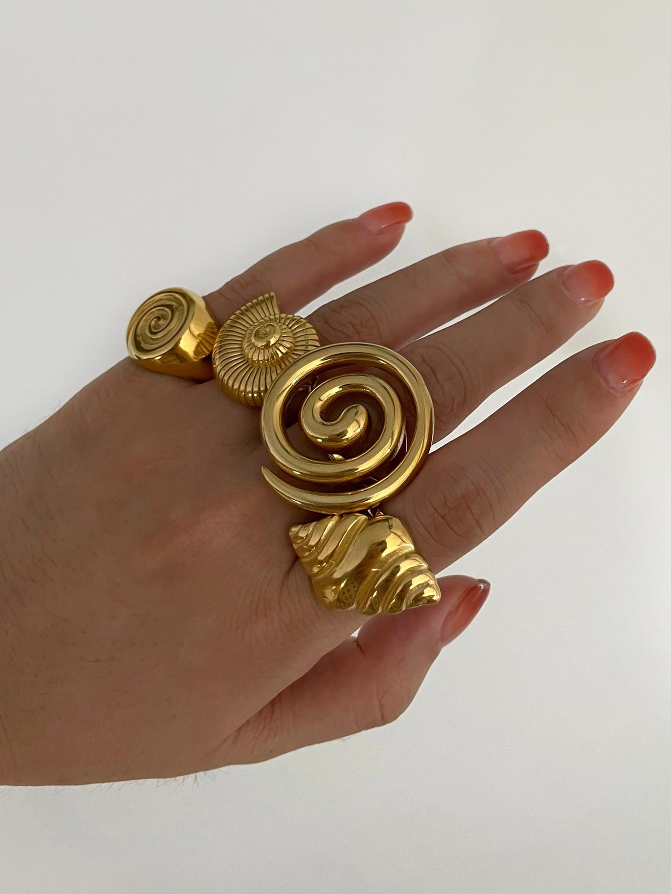 Anillos abiertos irregulares de acero inoxidable 316L chapados en oro de 18 quilates con diseño geométrico retro de estilo nórdico informal al por mayor