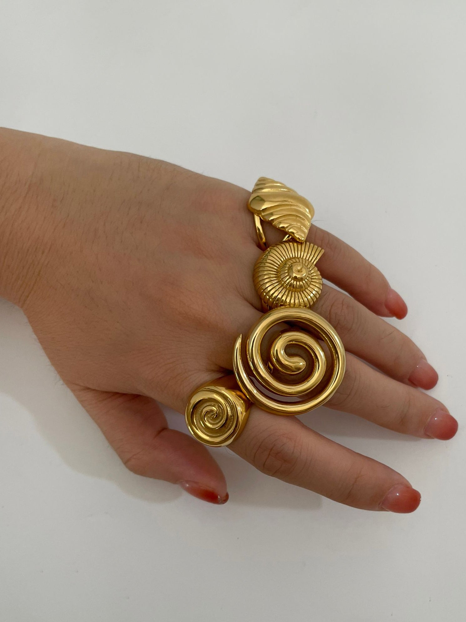 Anillos abiertos irregulares de acero inoxidable 316L chapados en oro de 18 quilates con diseño geométrico retro de estilo nórdico informal al por mayor