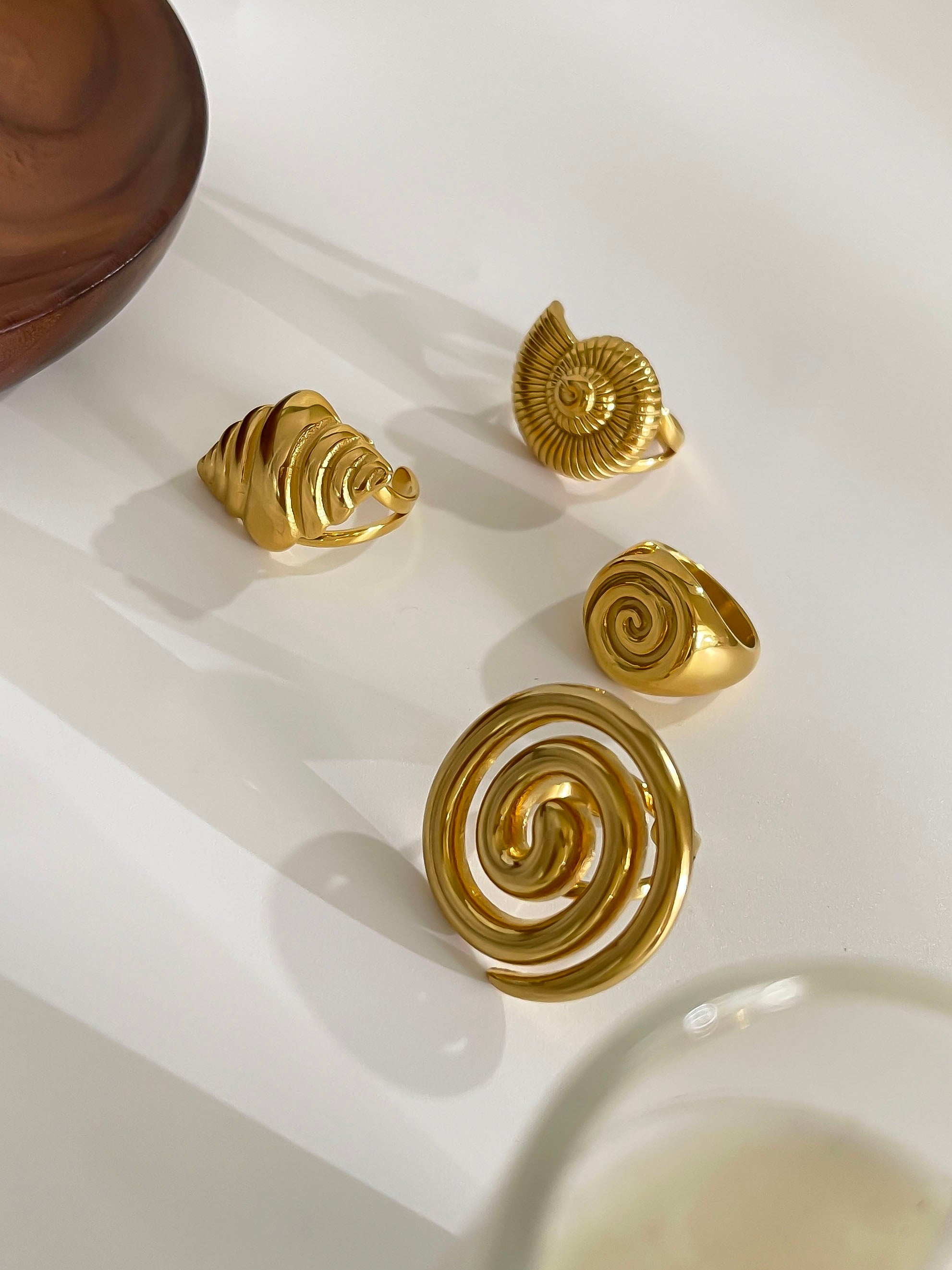 Anillos abiertos irregulares de acero inoxidable 316L chapados en oro de 18 quilates con diseño geométrico retro de estilo nórdico informal al por mayor