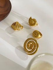 Anillos abiertos irregulares de acero inoxidable 316L chapados en oro de 18 quilates con diseño geométrico retro de estilo nórdico informal al por mayor
