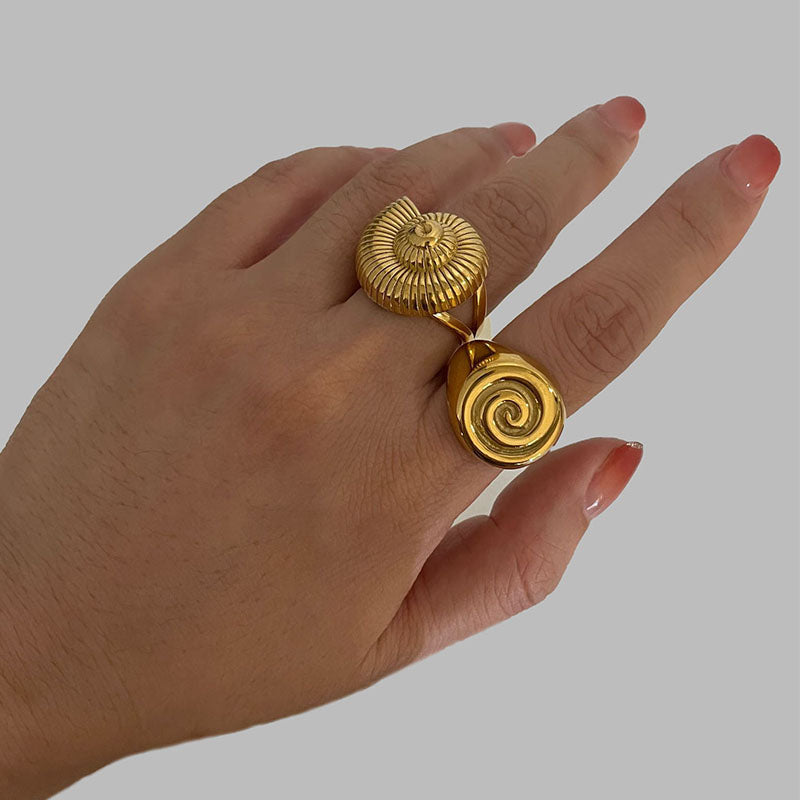 Anillos abiertos irregulares de acero inoxidable 316L chapados en oro de 18 quilates con diseño geométrico retro de estilo nórdico informal al por mayor