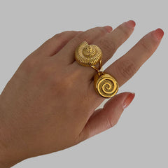 Anillos abiertos irregulares de acero inoxidable 316L chapados en oro de 18 quilates con diseño geométrico retro de estilo nórdico informal al por mayor