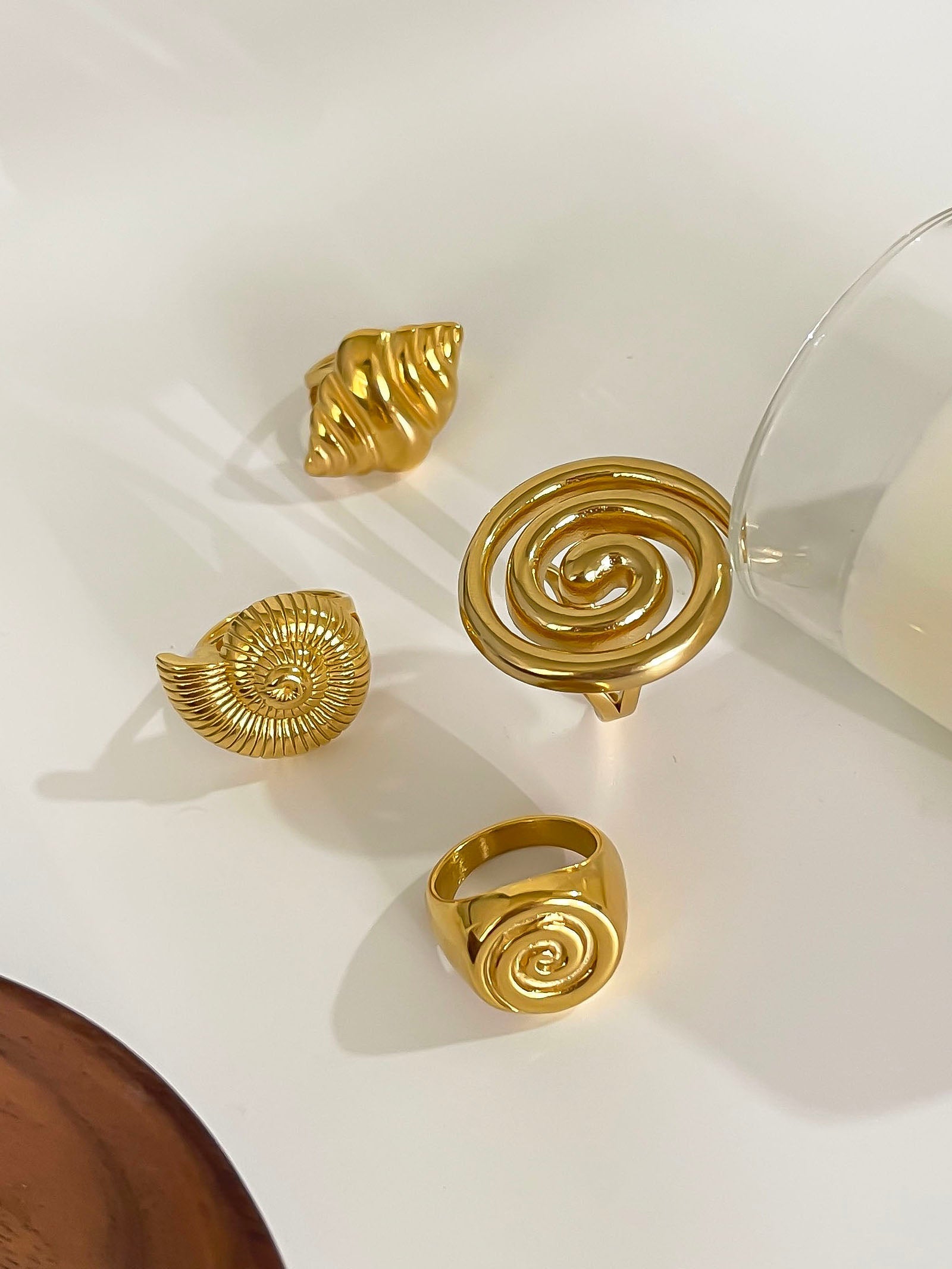 Anillos abiertos irregulares de acero inoxidable 316L chapados en oro de 18 quilates con diseño geométrico retro de estilo nórdico informal al por mayor