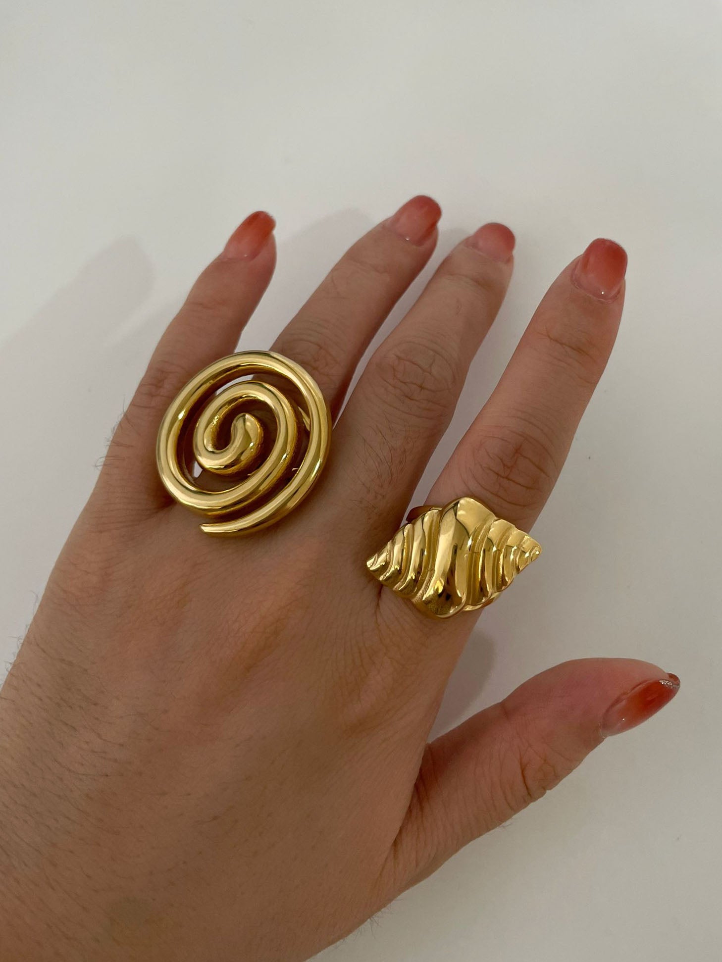 Anillos abiertos irregulares de acero inoxidable 316L chapados en oro de 18 quilates con diseño geométrico retro de estilo nórdico informal al por mayor