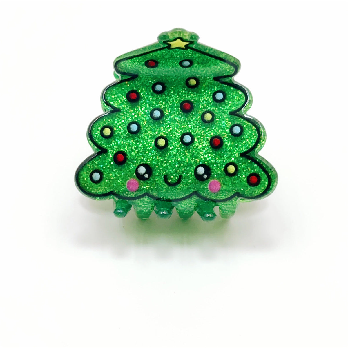 Pinzas para el pelo de acrílico con diseño de Papá Noel y árbol de Navidad para mujer, estilo sencillo y navideño