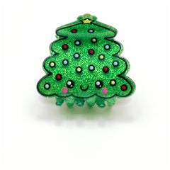 Pinzas para el pelo de acrílico con diseño de Papá Noel y árbol de Navidad para mujer, estilo sencillo y navideño
