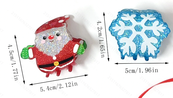 Pinzas para el pelo de acrílico con diseño de Papá Noel y árbol de Navidad para mujer, estilo sencillo y navideño