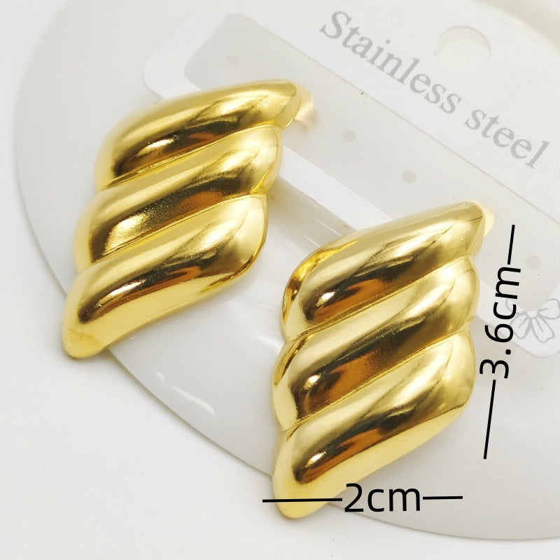 1 par de elegantes pendientes de acero inoxidable 304 con nudo de lazo chapados en oro de 18 quilates