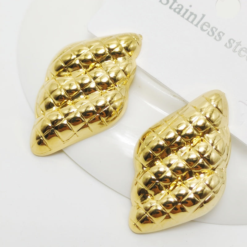 1 par de elegantes pendientes de acero inoxidable 304 con nudo de lazo chapados en oro de 18 quilates