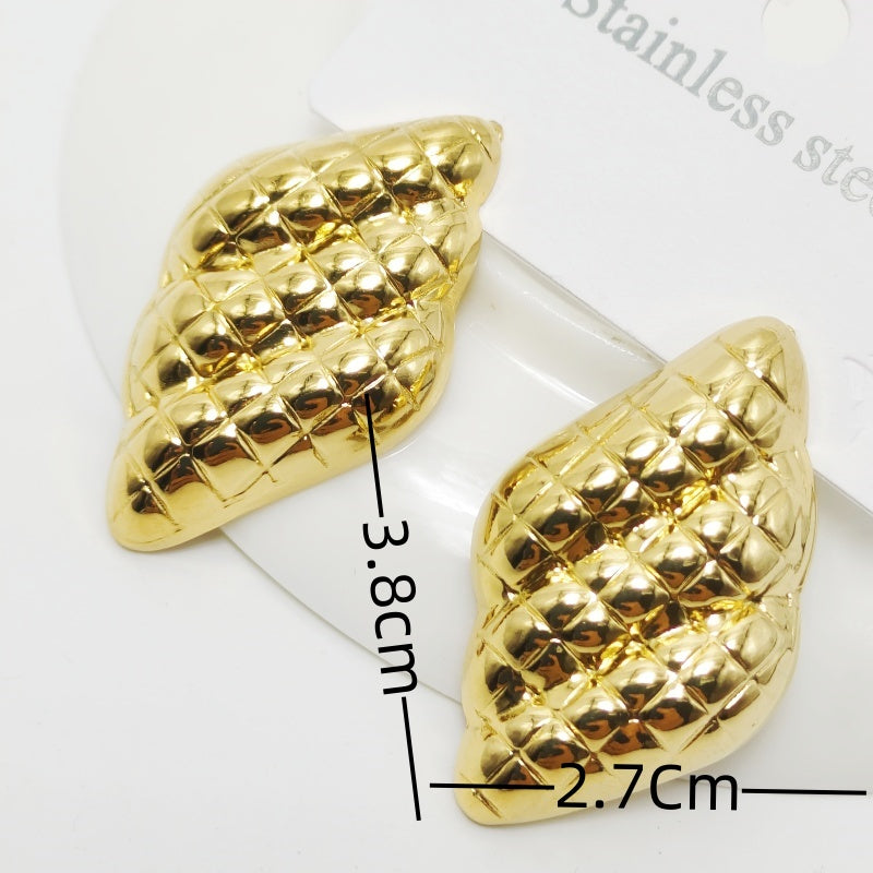 1 par de elegantes pendientes de acero inoxidable 304 con nudo de lazo chapados en oro de 18 quilates