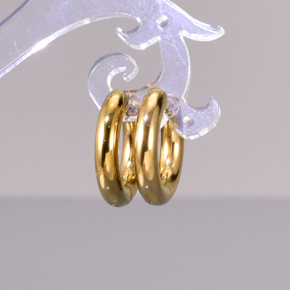 1 par de pendientes geométricos de estilo sencillo de viaje, de acero inoxidable 304, chapados en oro de 18 quilates. 