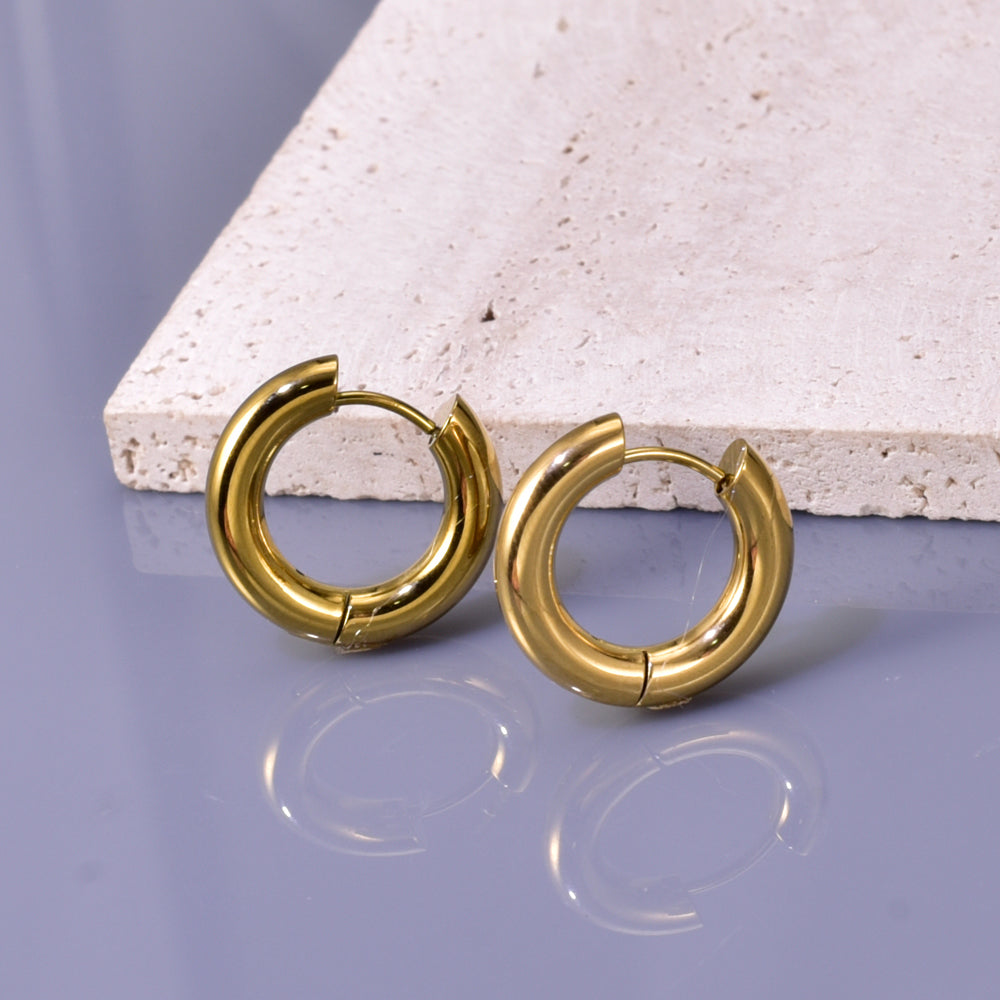 1 par de pendientes geométricos de estilo sencillo de viaje, de acero inoxidable 304, chapados en oro de 18 quilates. 