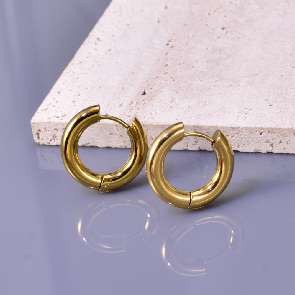 1 par de pendientes geométricos de estilo sencillo de viaje, de acero inoxidable 304, chapados en oro de 18 quilates. 