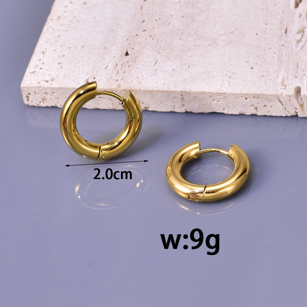 1 par de pendientes geométricos de estilo sencillo de viaje, de acero inoxidable 304, chapados en oro de 18 quilates. 
