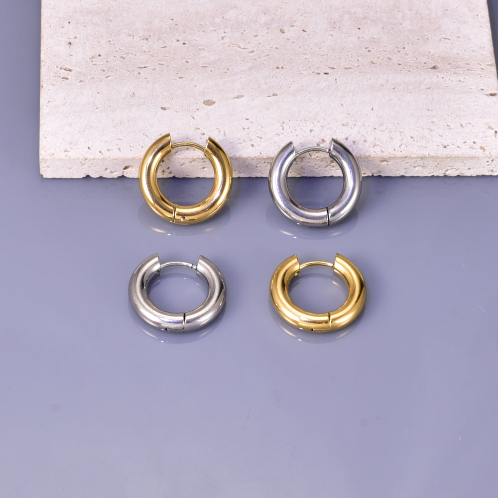 1 par de pendientes geométricos de estilo sencillo de viaje, de acero inoxidable 304, chapados en oro de 18 quilates. 