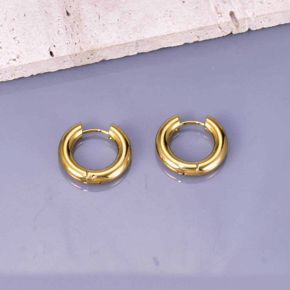 1 par de pendientes geométricos de estilo sencillo de viaje, de acero inoxidable 304, chapados en oro de 18 quilates. 