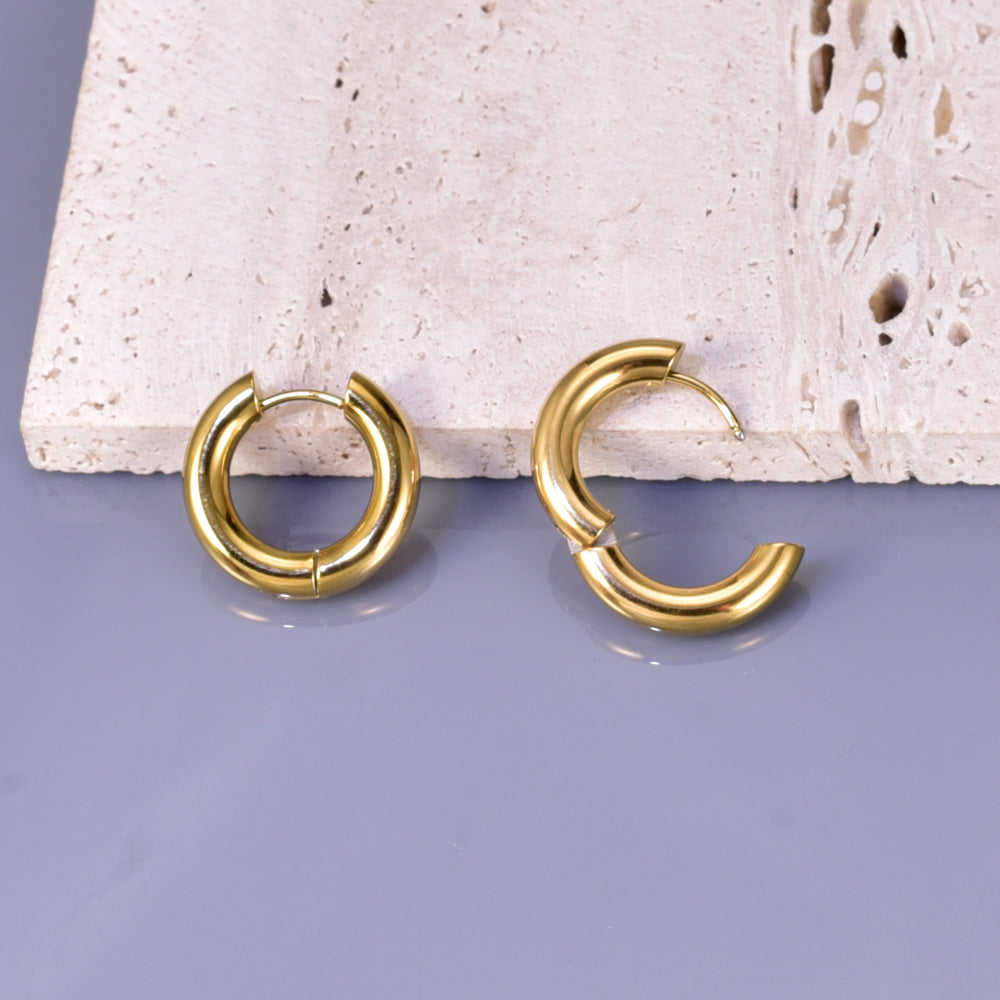 1 par de pendientes geométricos de estilo sencillo de viaje, de acero inoxidable 304, chapados en oro de 18 quilates. 