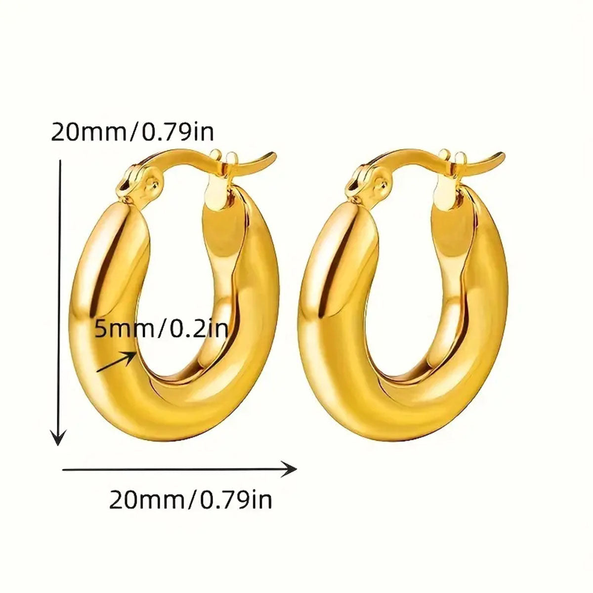 1 par de pendientes de acero inoxidable 304 chapados en oro de 18 quilates con diseño redondo y estilo simple.