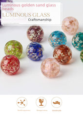 Suministro de cuentas de vidrio de arena dorada luminosas, cuentas sueltas, cuentas redondas de cristal, accesorios de joyería para bricolaje, material para pulseras, pulsera de cuentas 
