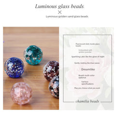 Suministro de cuentas de vidrio de arena dorada luminosas, cuentas sueltas, cuentas redondas de cristal, accesorios de joyería para bricolaje, material para pulseras, pulsera de cuentas 