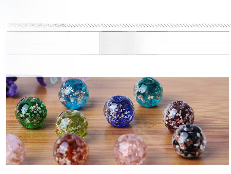 Suministro de cuentas de vidrio de arena dorada luminosas, cuentas sueltas, cuentas redondas de cristal, accesorios de joyería para bricolaje, material para pulseras, pulsera de cuentas 