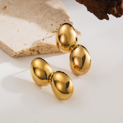 1 par de pendientes estilo IG, estilo francés, estilo simple, irregulares, forma de corazón, color sólido, chapados en aceite a presión, de acero inoxidable 304, chapados en oro de 18 quilates. 