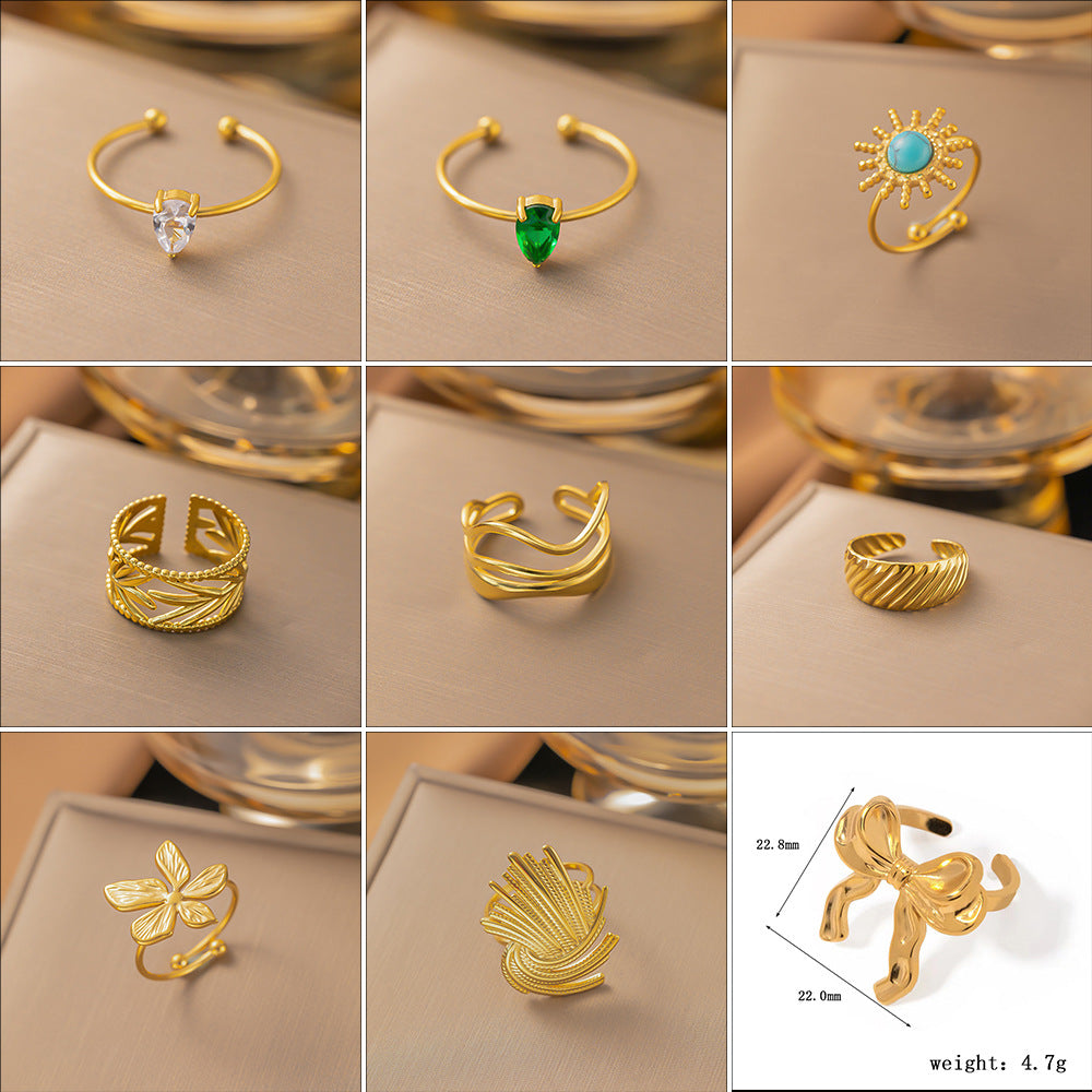 Anillos chapados en acero y titanio con nudo de lazo, joyería al por mayor