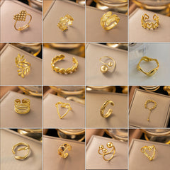 Anillos chapados en acero y titanio con nudo de lazo, joyería al por mayor