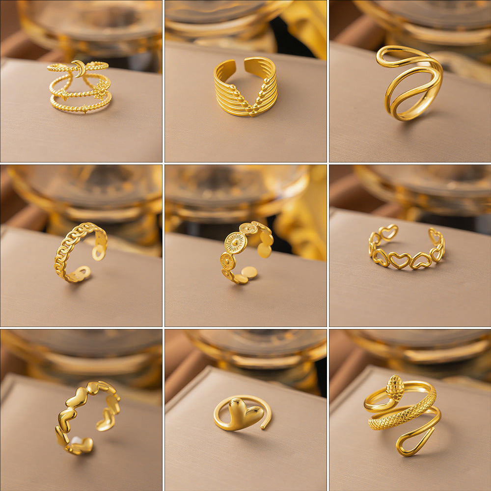 Anillos chapados en acero y titanio con nudo de lazo, joyería al por mayor