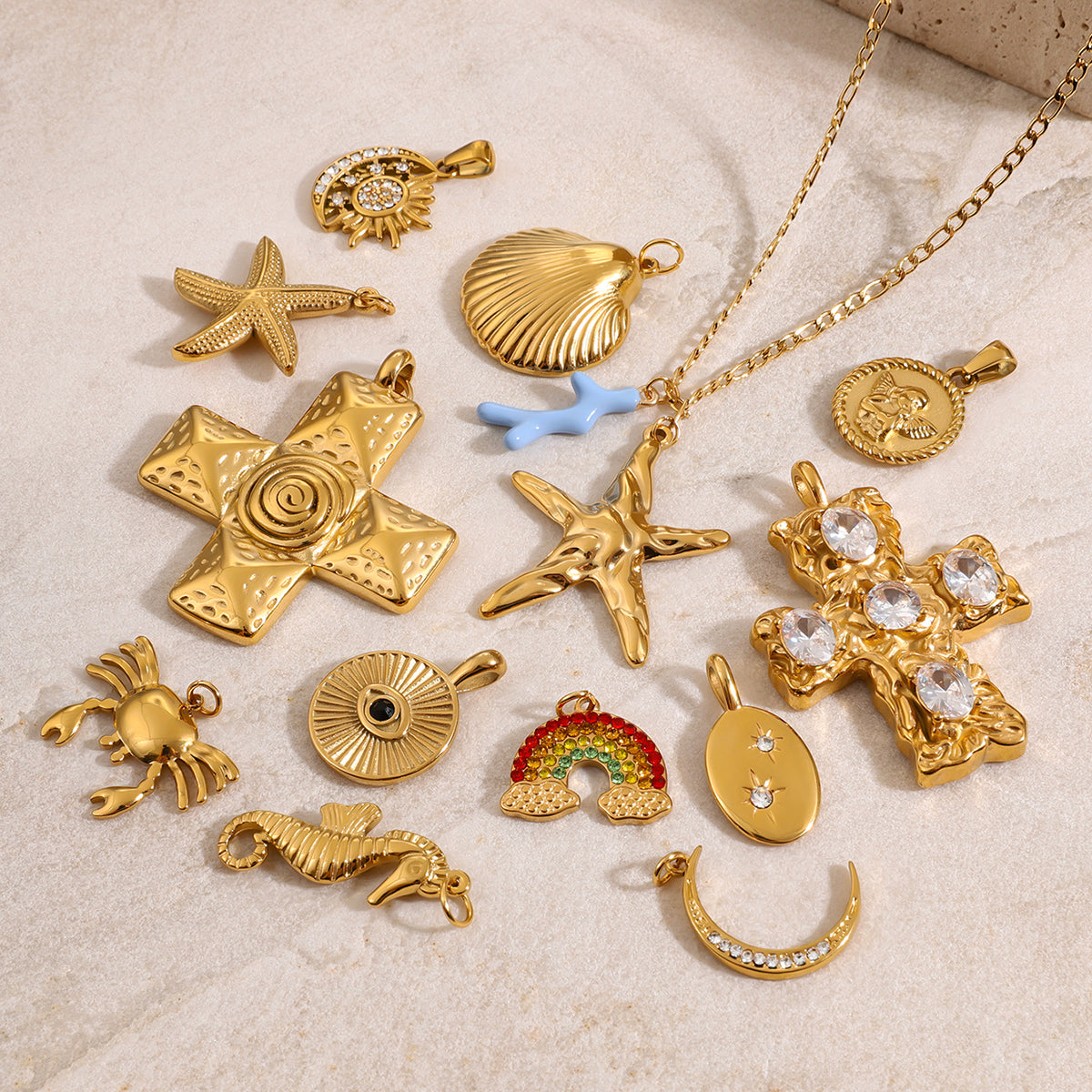 1 pieza de acero inoxidable 304, cruz de hipocampo en forma de corazón, accesorios de joyería, accesorios para el cabello, tarjeta, tarjeta para pulsera, tarjeta para pendientes.