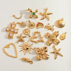 1 pieza de acero inoxidable 304, cruz de hipocampo en forma de corazón, accesorios de joyería, accesorios para el cabello, tarjeta, tarjeta para pulsera, tarjeta para pendientes.