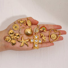 1 pieza de acero inoxidable 304, cruz de hipocampo en forma de corazón, accesorios de joyería, accesorios para el cabello, tarjeta, tarjeta para pulsera, tarjeta para pendientes.