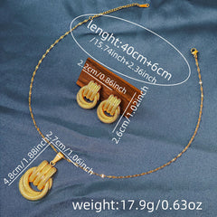 Conjunto de joyería elegante con diseño geométrico clásico de acero inoxidable 304 chapado en oro al por mayor