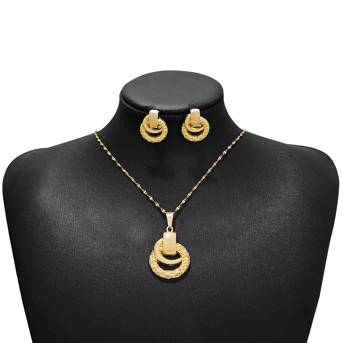 Conjunto de joyería elegante con diseño geométrico clásico de acero inoxidable 304 chapado en oro al por mayor