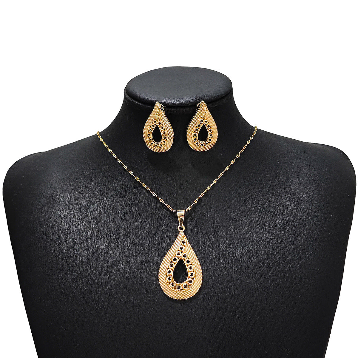 Conjunto de joyería elegante con diseño geométrico clásico de acero inoxidable 304 chapado en oro al por mayor