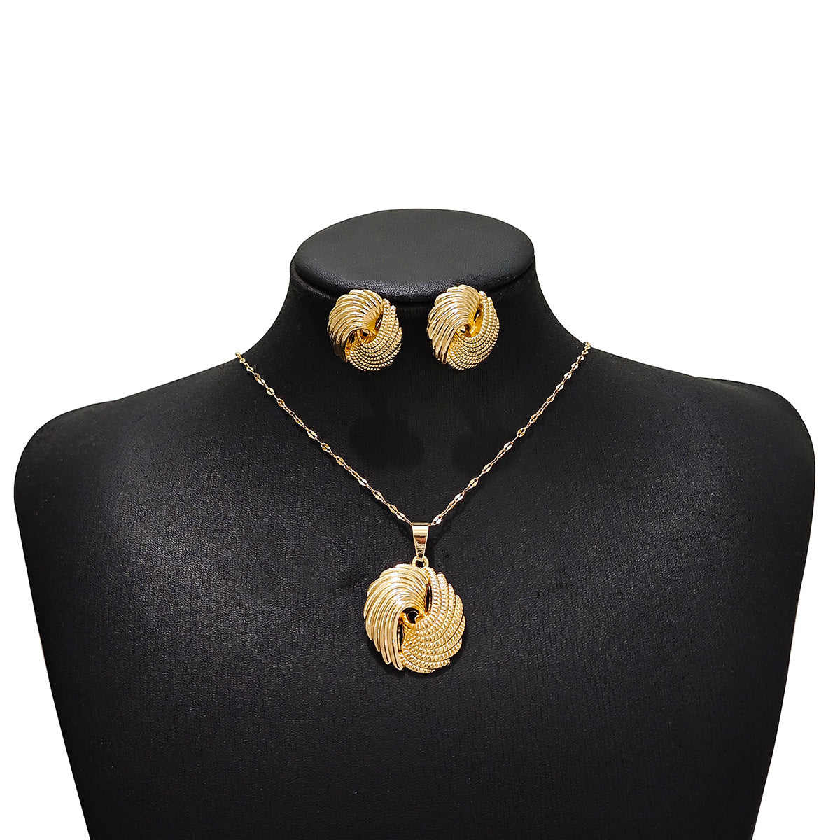 Conjunto de joyería elegante con diseño geométrico clásico de acero inoxidable 304 chapado en oro al por mayor