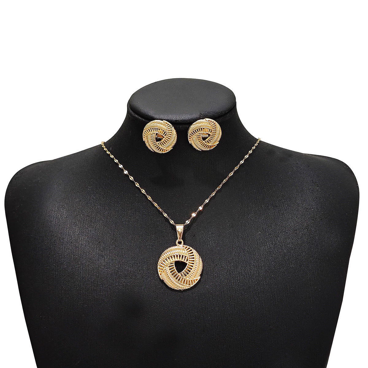 Conjunto de joyería elegante con diseño geométrico clásico de acero inoxidable 304 chapado en oro al por mayor