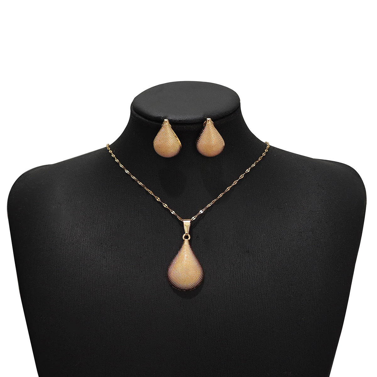 Conjunto de joyería elegante con diseño geométrico clásico de acero inoxidable 304 chapado en oro al por mayor