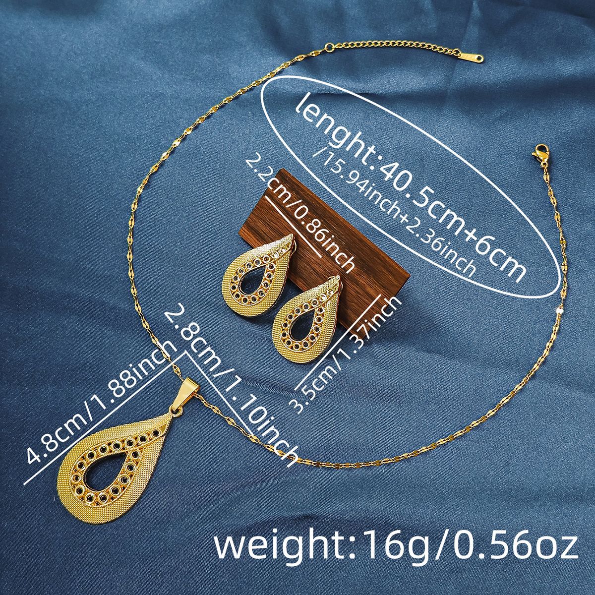 Conjunto de joyería elegante con diseño geométrico clásico de acero inoxidable 304 chapado en oro al por mayor