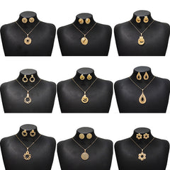 Conjunto de joyería elegante con diseño geométrico clásico de acero inoxidable 304 chapado en oro al por mayor