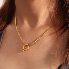 Collar con colgante de acero inoxidable 304 chapado en oro de 18 quilates, estilo casual, básico, para el día a día, color sólido
