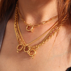 Collar con colgante de acero inoxidable 304 chapado en oro de 18 quilates, estilo casual, básico, para el día a día, color sólido