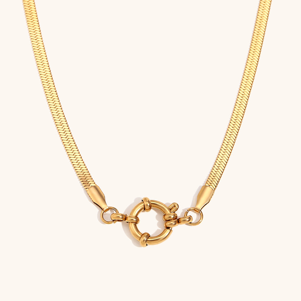 Collar con colgante de acero inoxidable 304 chapado en oro de 18 quilates, estilo casual, básico, para el día a día, color sólido